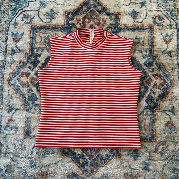 Vintage Tops - Vintage 1970s Striped Sleeveless Top Medium